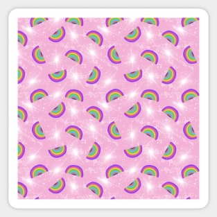 Rainbows on pink background Sticker